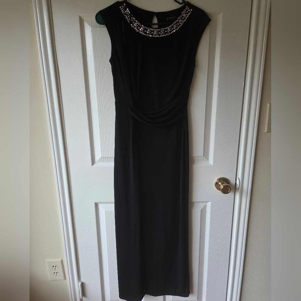 En Focus Black Maxi Dress 4 Beaded Collar